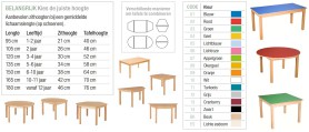 Tafel beuken rechthoekig 80 x 60 cm